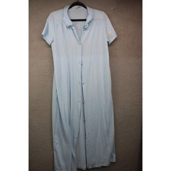 Vanity Fair Vintage Embroidered Button Down Gown-Size Small-Y2K-Long-Collared - Picture 1 of 10